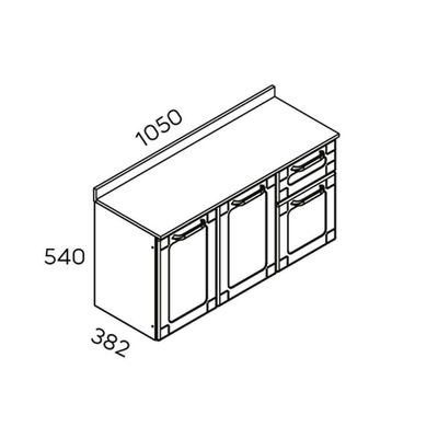 Kit De Cozinha Modulada 4 Peças (1 Armário + 1 Balcão + 1 Paneleiro + 1 Complemento) C4p90 Branco