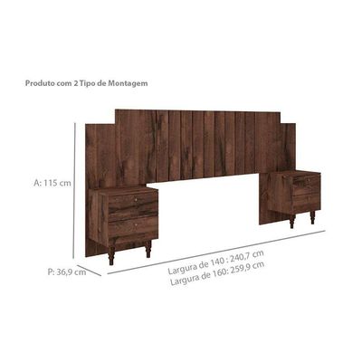 Cabeceira Cama Box Madeirado Casal/queen Genova Extensível C/ 4 Gavetas Avelã - Panan