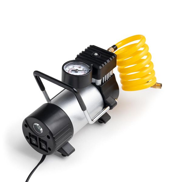 Compressor de Ar Automotivo 12V Cilindro Metálico 25L/min 150 PSI com Bicos e Lanterna Integrada Preto Multilaser - AU616 AU616