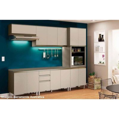 Armário Aéreo P/ Cozinha Connect C/ 3 Portas 120cm Duna/cristal - Henn