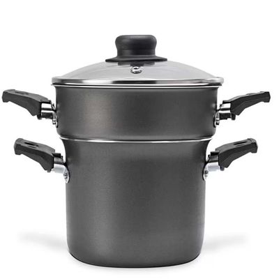 Cozi Vapor Cuscuzeira Multiflon Antiaderente de Alumínio e Tampa de Vidro 14cm Preto