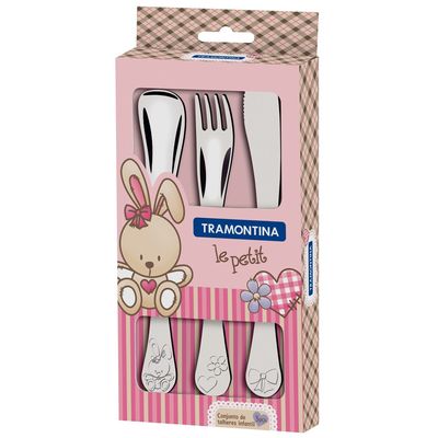 Conjunto Talheres Infantil Le Petit Menina Inox 3 Peças Tramontina n/a