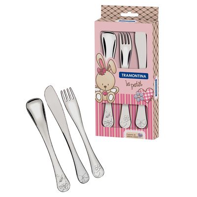 Conjunto Talheres Infantil Le Petit Menina Inox 3 Peças Tramontina n/a