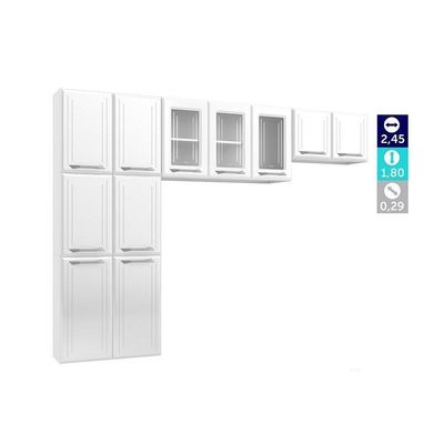 Cozinha Compacta Topázio 3 Peças (2 Armários + 1 Paneleiro) Cpt123 Branco/preto - Telasul