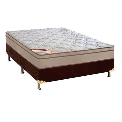 Cama Box Casal: Colchão Molas Castor Pocket Revolution Híbrido + Base Crc Suede Marrom(138X188)