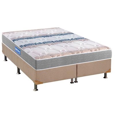 Cama Box King: Colchão Espuma D45 Probel Guarda Costas + Base Crc Suede Clean(193X203)