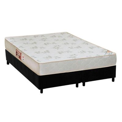 Cama Box King: Colchão Espuma D33 Castor Sleep Max Relax + Base Crc Suede Black(193X203)