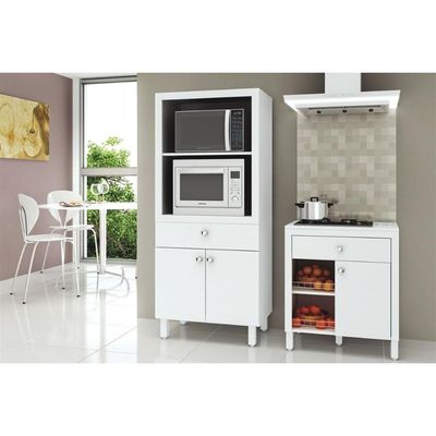 Paneleiro De Cozinha Bl-3305 C/ 2 Portas E 1 Gaveta (1 Forno) 68cm Branco - Tecno Mobili