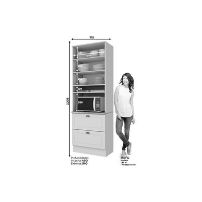 Paneleiro De Cozinha Americana C/ 2 Portas E 2 Gavetas (1 Forno) 71,5cm Branco - Henn