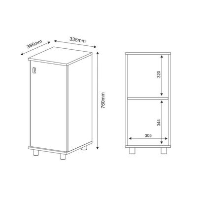 Balcão De Escritório Bl3306 C/ 1 Porta Branco - Tecno Mobili