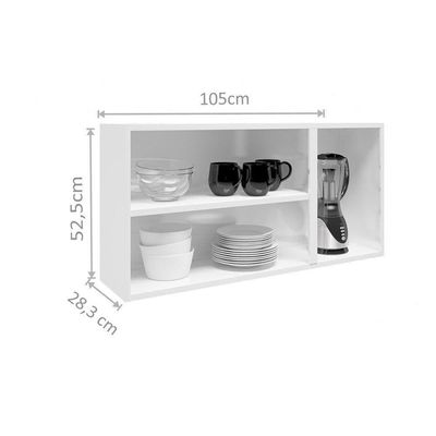 Armário Aéreo P/ Cozinha Múltipla 6010 3 Portas C/vidro 105cm Branco/preto - Bertolini
