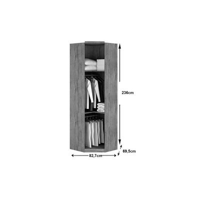 Módulo Closet De Canto Oblíquo Rizon C/ 1 Porta Freijó/fendioff - Novo Horizonte