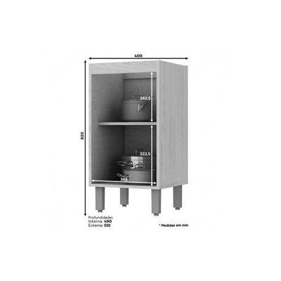 Balcão De Cozinha Connect C/ 1 Porta S/ Tampo 40cm Duna/cristal - Henn