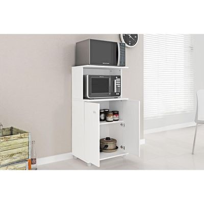 Balcão Multiuso Cozinha Bl-3307 C/ 2 Portas E Nicho P/ Microondas 60cm Branco - Tecno Mobili