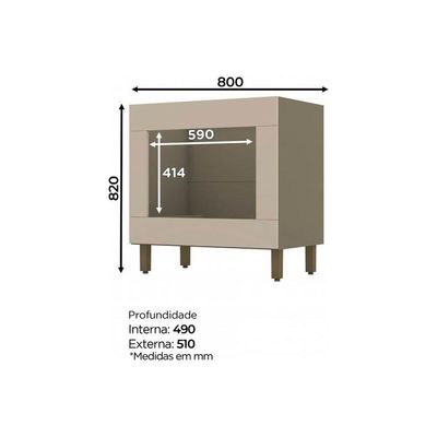 Balcão De Cozinha Connect P/ Forno Embutir 80cm Duna/cristal - Henn