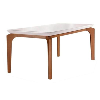 Mesa De Sala Jantar Londrina + Tampo Madeirado Vidro 180x90cm Imbuia - Rufato