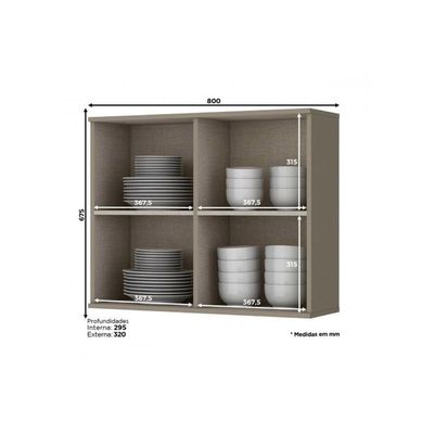 Armário De Cozinha Modulado Connect C/ 2 Portas C/vidro Duna - Henn