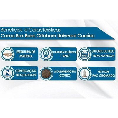 Cama Box Base Solteiro Universal Courano Gray (78x188x20) - Ortobom