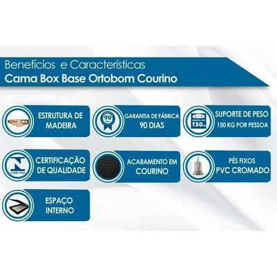 Cama Box Baú Queen Universal Courano White (158x198x35) - Ortobom