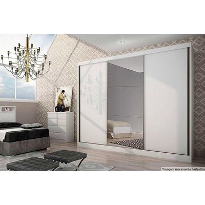 Guarda Roupa Casal 3 Portas De Correr E 8 Gavetas 1 Espelho