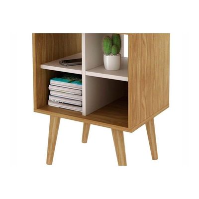Mesa Lateral P/ Sala E1720 C/ 4 Nichos Natural/off White - Tecno Mobili