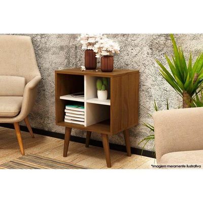 Mesa Lateral P/ Sala E1720 C/ 4 Nichos Natural/off White - Tecno Mobili