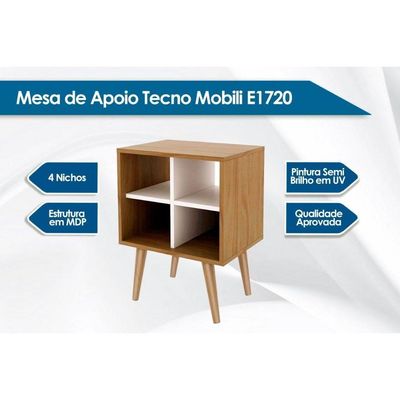 Mesa Lateral P/ Sala E1720 C/ 4 Nichos Natural/off White - Tecno Mobili