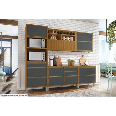 Armário Aéreo P/ Cozinha Baronesa 1 Porta C/ Adega 120cm Freijó - Nesher