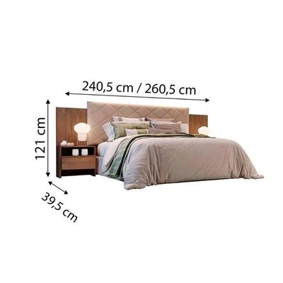 Cabeceira Cama Box Madeirado Casal Everest Plus C/ 2 Gavetas Cumaru/fendi - Novo Horizonte
