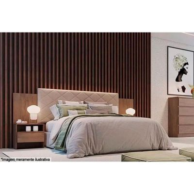 Cabeceira Cama Box Madeirado Casal Everest Plus C/ 2 Gavetas Cumaru/fendi - Novo Horizonte