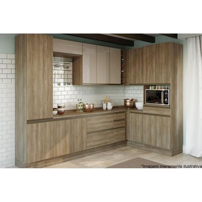 Balcão De Cozinha Canto Reto Maxxi G748 C/ 1 Porta S/ Tampo 98cm Nogal - Kappesberg