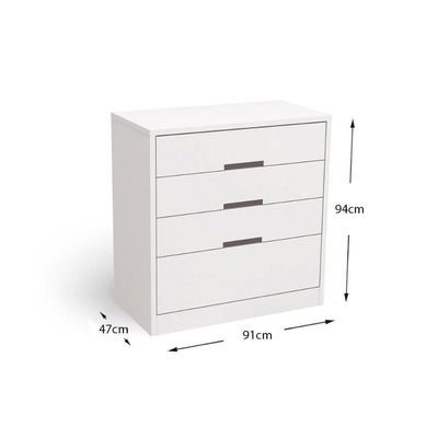 Cômoda De Quarto S824 C/ 4 Gavetas Polipropileno Branco - Kappesberg