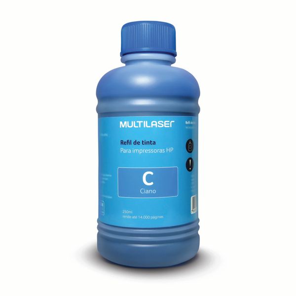 Refil de Tinta para Cartucho Impressoras HP 250ml Ciano Multilaser - RF010 RF010