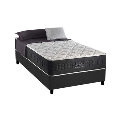 Cama Box Solteiro: Colchão Molas Ensacadas Anjos Masterpocket Fort Flex + Base Gray(88X188)