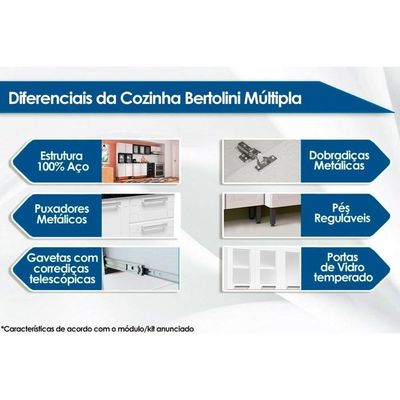 Kit De Cozinha Modulada 4 Peças Múltipla (2 Armários + 1 Balcão + 1 Paneleiro) C4p76 Branco
