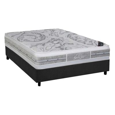 Cama Box Casal: Colchão Molas Pocket Ensacadas Castor Super Luxo Látex Slx + Base Gray(138X188)