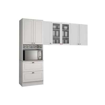 Cozinha Compacta Americana 3 Peças (2 Armários + 1 Paneleiro) Cpt12 Branco - Henn
