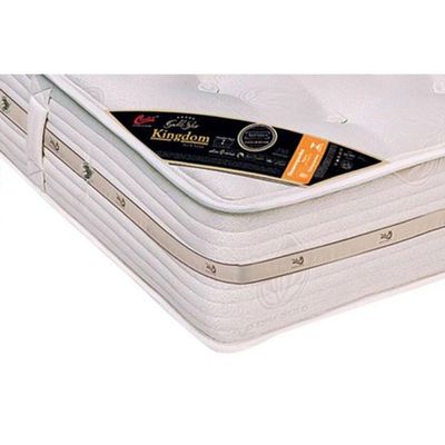 Cama Box King: Colchão Molas Ensacadas Castor Pocket Kingdom Aloe Vera + Base White(193X203)