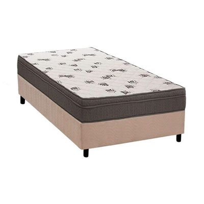 Cama Box Solteiro: Colchão Espuma D45 Ortobom Light Saúde Ortopilow + Base Crc Suede Clean(88X188)