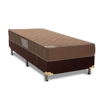 Cama Box Solteiro: Colchão Molas Bonnel Ortobom Hotelaria Multilastic Orthotel + Base Brown(88X188)