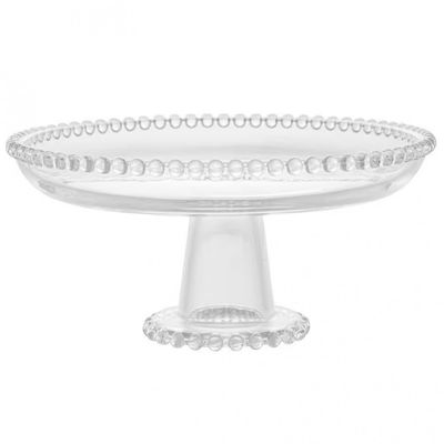 Prato com Pé Wolff Pearl em Cristal 20 cm Transparente