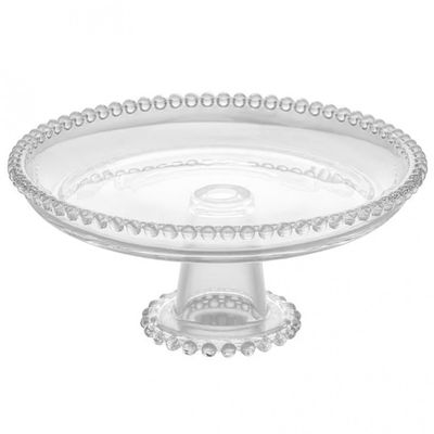Prato com Pé Wolff Pearl em Cristal 20 cm Transparente