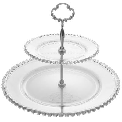 Suporte Duplo para Doces Wolff Pearl em Cristal 25 x 32 cm Cristal