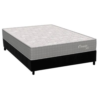 Cama Box Casal: Colchão Molas Ensacadas Orthoflex Masterpocket Orvieto Unic Face+Base Black(138X188)