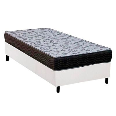 Cama Box Solteiro: Colchão Ortopédico Ortobom D33/Ep Fort Tech Iso 100 + Base White(78X188)