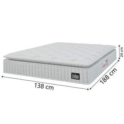 Cama Box Casal Colchão Espuma D45 Lazio Pillow Top 138x188x62cm Suede Branco/bege Hellen