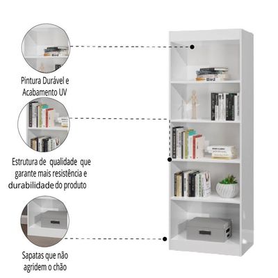 Estante Livreiro Multiuso 4 Prateleiras 1,78m Office Branco J&a Branco