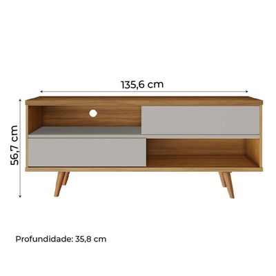 Rack Bancada Para Tv Até 50 Polegadas Nt 1180 Notável Off White / Freijó Trend Preto