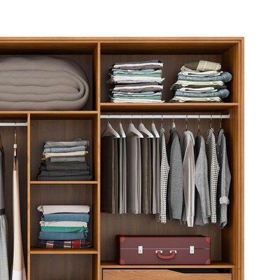 Guarda-Roupa Casal com 2 Espelhos Atrice 6 PT 6 GV Amêndola e Grafito