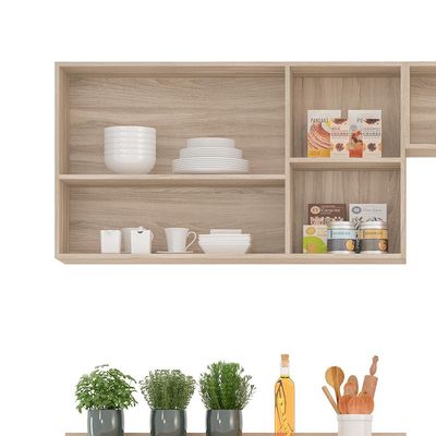 Cozinha Compacta Firenze I 11 PT 2 GV Avena e Grafito